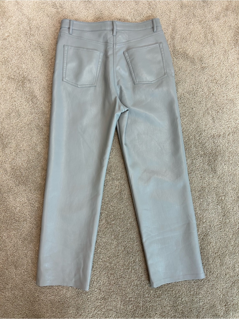 Aritzia Wilfred Faux Leather Straight Leg Pants Light Blue Grey Size 8 - Picture 6 of 14